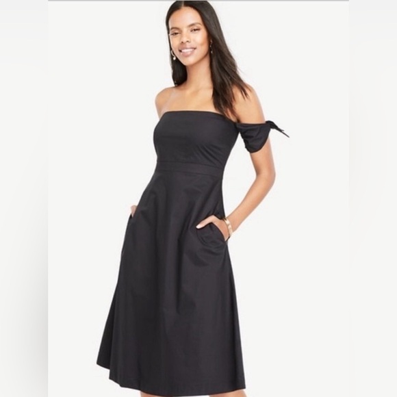 Ann taylor smocked back off shoulder midi dress - Picture 2 of 9